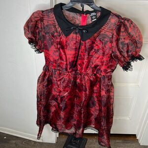 Hot Topic Social Collision Through The Looking Glass Organza  Dress Size Small